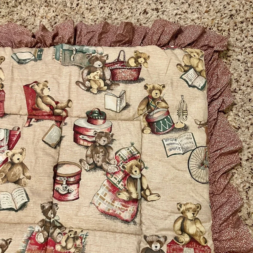 VTG Lambs & Ivy Quilted Baby Crib Comforter Toddler Bed Blanket Teddy Bears